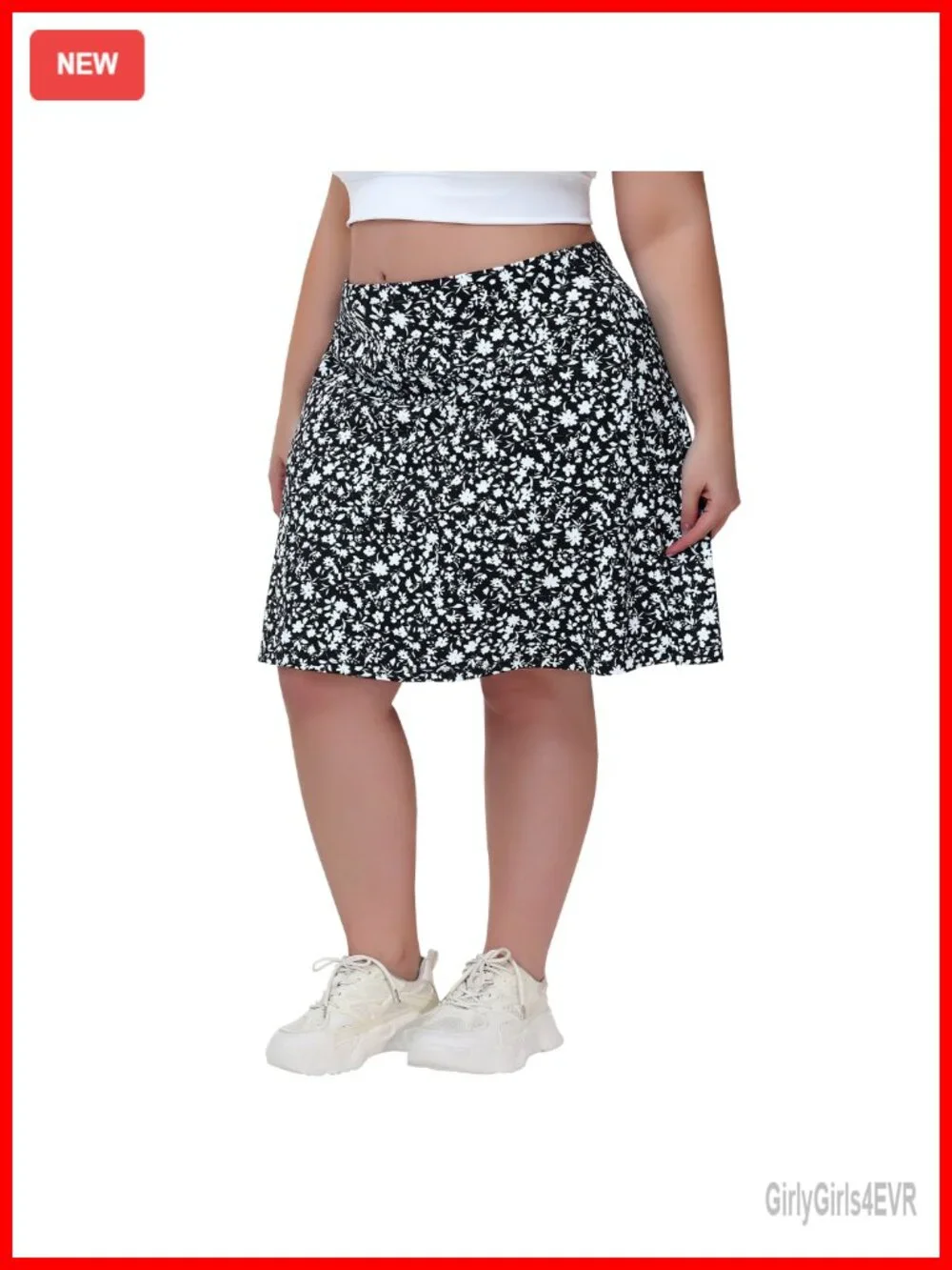 Plus Size Skort with Pockets Knee Length Tennis Athletic Skirt